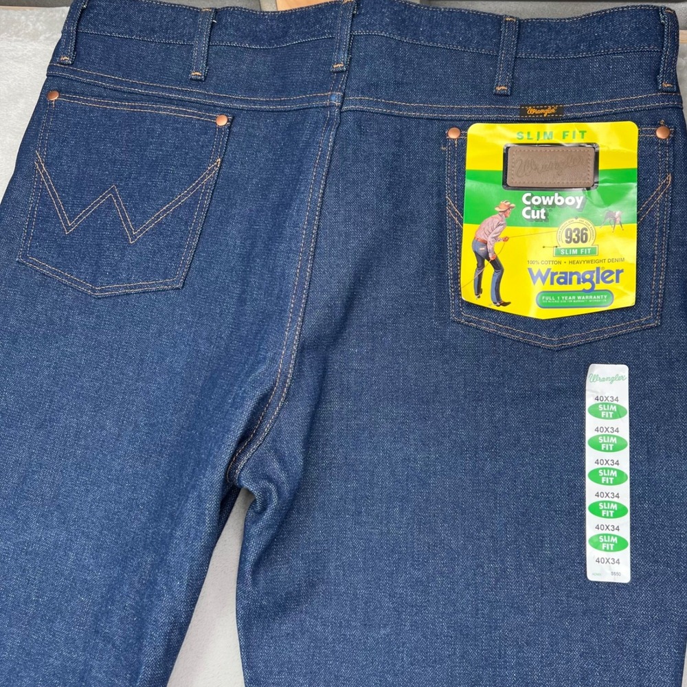 Wrangler Cowboy Cut 936 Jeans Mens 40x34 Blue Slim Fit Heavyweight Western Denim